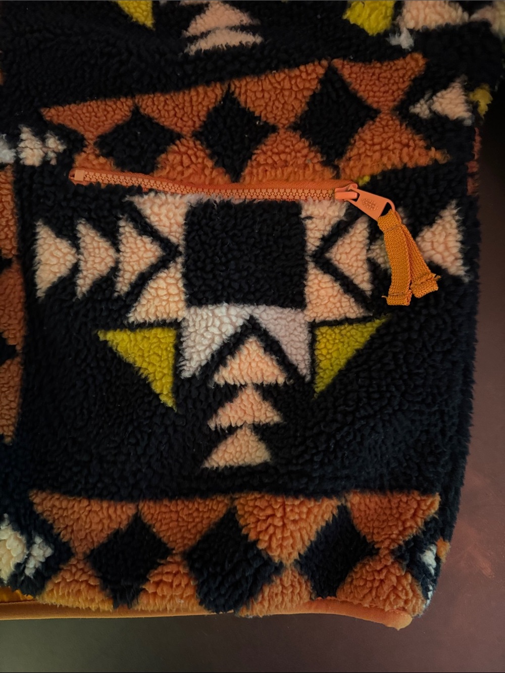 FP Movement by Free People Black Geometric Fleece Jacket with Orange Trim - Picture 3 of 5